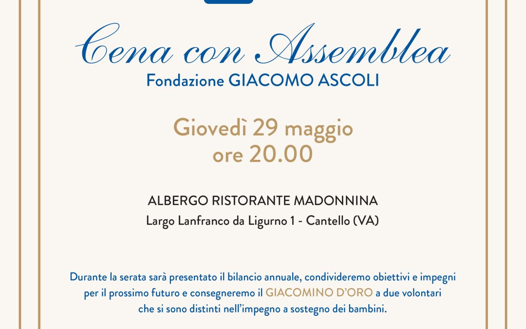 29 maggio 2025 – Cena con assemblea